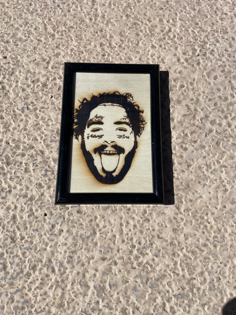 Post Malone Wood Engraved Framed 4X6 Mini picture - Too Good Engravings