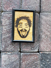 Post Malone Wood Stained Engraved Framed 4X6 Mini picture - Too Good Engravings