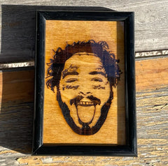 Post Malone Wood Stained Engraved Framed 4X6 Mini picture - Too Good Engravings