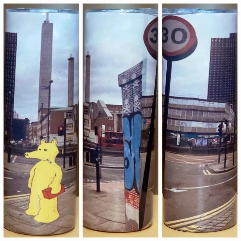 Quasimoto in the city Hip Hop Character Tumbler's 20oz Coffee Cup Mug double wall Stainless Steel Skinny Tumbler with Straw - Too Good Engravings