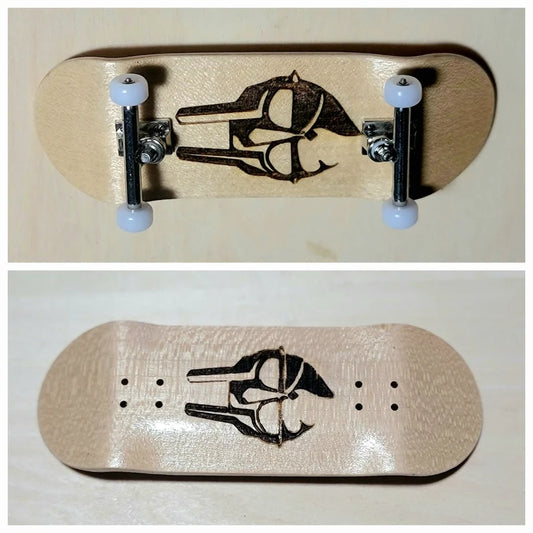 MF Doom Mask Fingerboard: Wood Engraved Fingerboard (skateboard)& Accessory (different colors) Suitcase bag ( two color) - Too Good Engravings