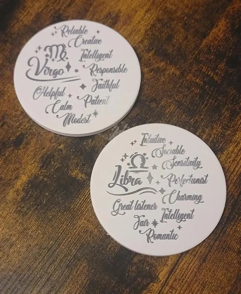 12 Zodiac Sign ceramic Coaster - Too Good Engravings