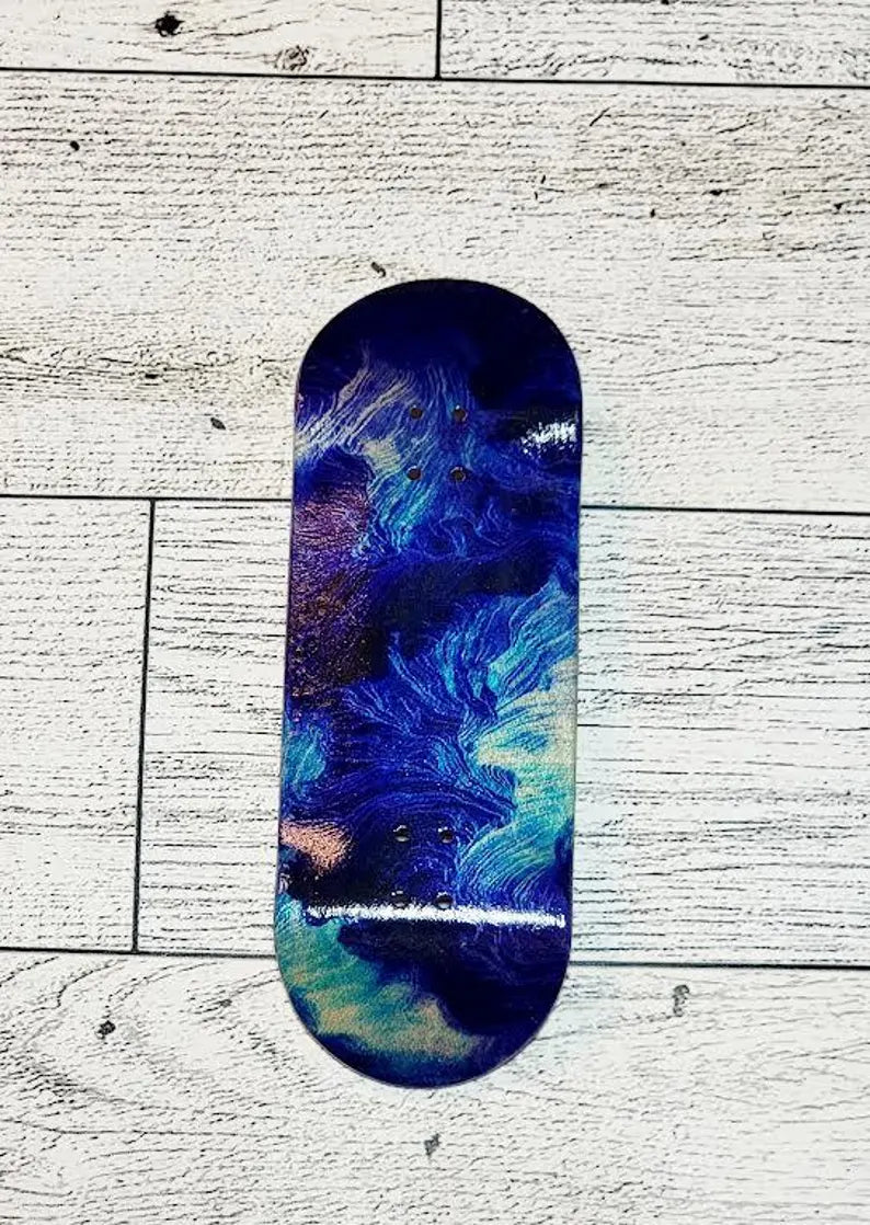 Blue Tie- Dye Fingerboard: Wooden Fingerboard - Too Good Engravings