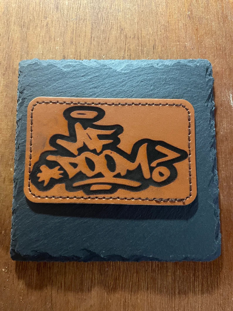 MF doom Leatherette Hat Patch - Too Good Engravings