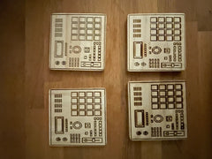 Mpc drum machine wood drink coasters - Too Good Engravings