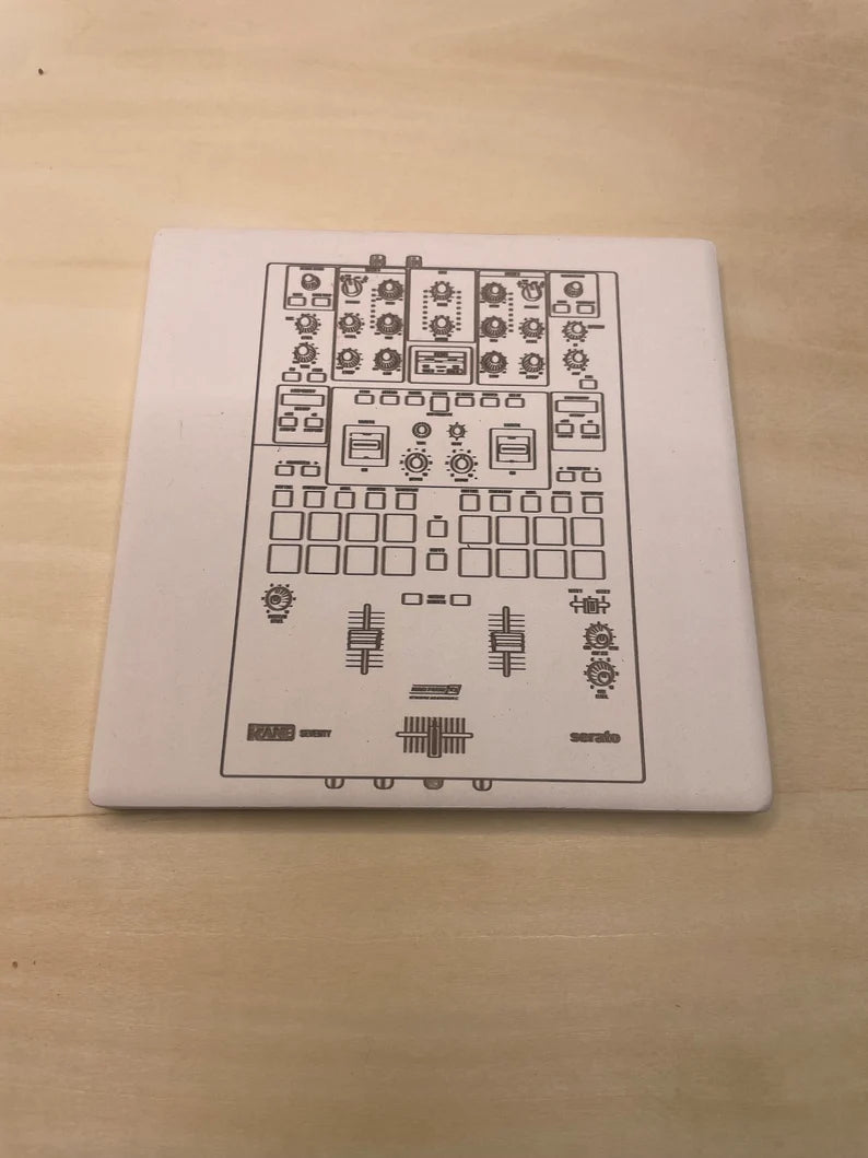 DEEJAY TURNTABLES COASTERS drink coasters dj set music 4 turntables 2 mixers - Too Good Engravings