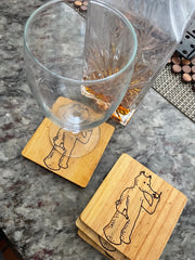 Quasimoto Madlib Beer DRINK COASTER wood engraved stained set of 4 - Too Good Engravings