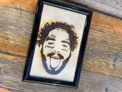Post Malone Wood Engraved Framed 4X6 Mini picture - Too Good Engravings