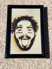 Post Malone Wood Engraved Framed 4X6 Mini picture - Too Good Engravings