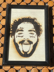 Post Malone Wood Engraved Framed 4X6 Mini picture - Too Good Engravings
