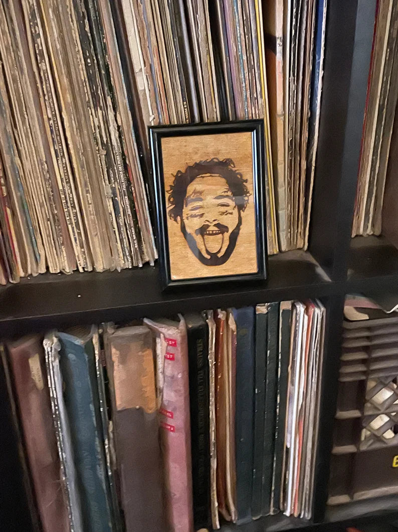 Post Malone Wood Stained Engraved Framed 4X6 Mini picture - Too Good Engravings