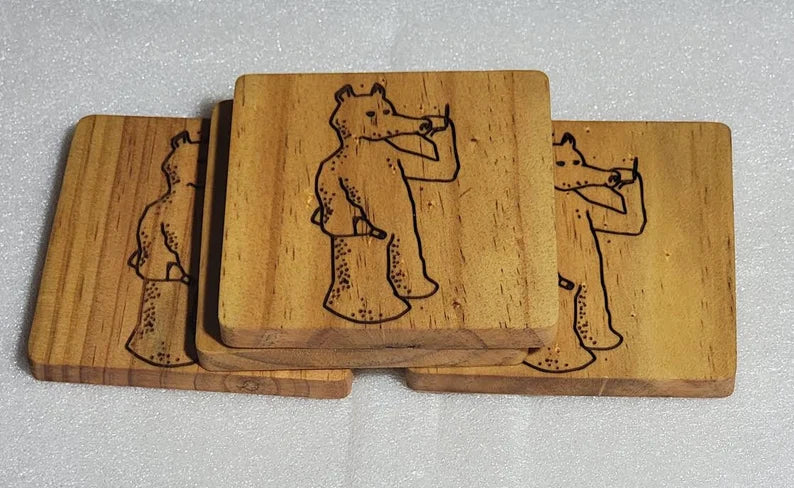Quasimoto Madlib Beer DRINK COASTER wood engraved stained set of 4 - Too Good Engravings