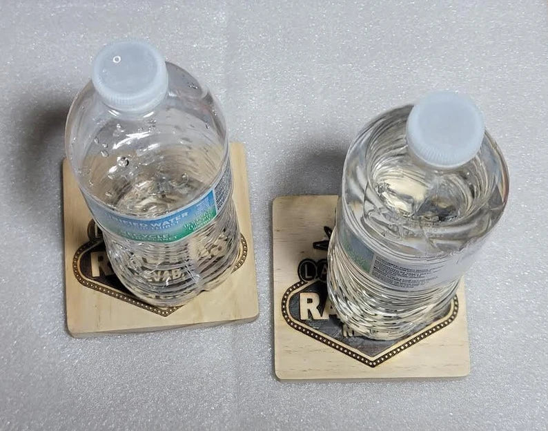 Las Vegas Raiders DRINK COASTER wood engraved stained set of 2 - Too Good Engravings