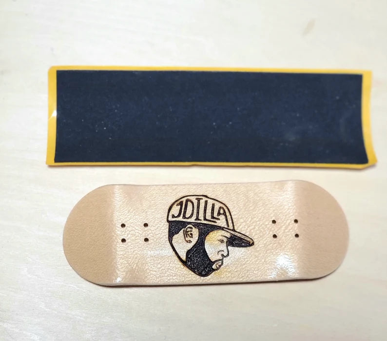 JDilla Fingerboard:Wood Engraved Fingerboard (skateboard) & Accessory and Suitcase bag - Too Good Engravings