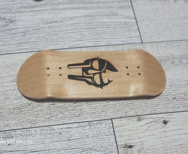 MF Doom Mask Fingerboard: Wood Engraved Fingerboard (skateboard)& Accessory (different colors) Suitcase bag ( two color) - Too Good Engravings