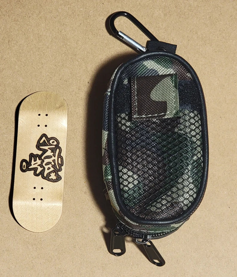 MF Doom Fingerboard: Wood Engraved Fingerboard (skateboard) & Suitcase Bag and Accessory (different colors) - Too Good Engravings