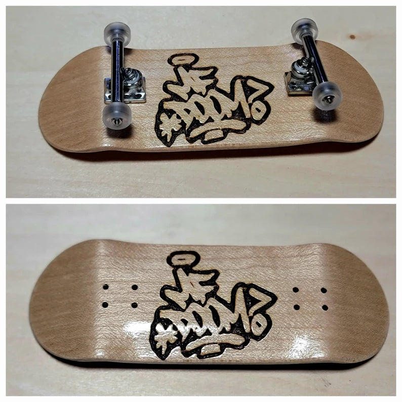 MF Doom Fingerboard: Wood Engraved Fingerboard (skateboard) & Suitcase Bag and Accessory (different colors) - Too Good Engravings