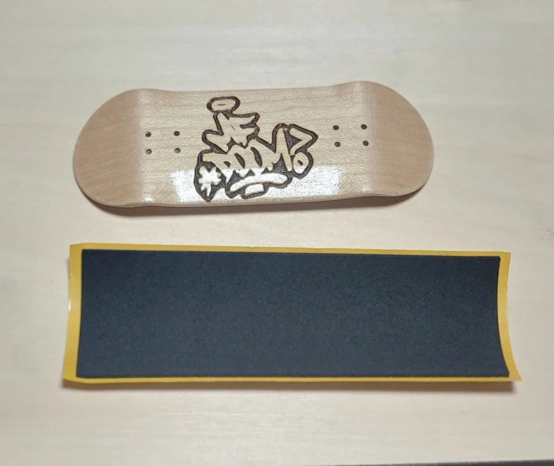 MF Doom Fingerboard: Wood Engraved Fingerboard (skateboard) & Suitcase Bag and Accessory (different colors) - Too Good Engravings