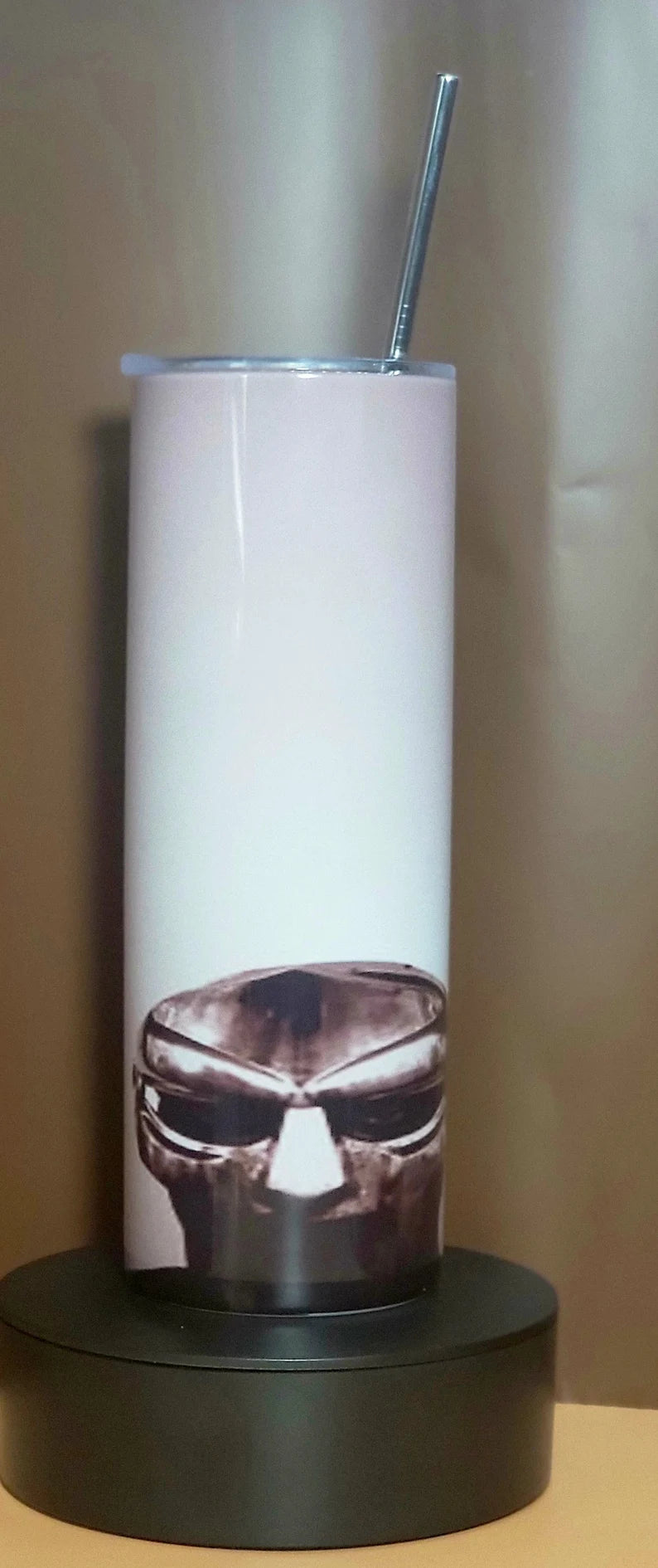 MF Doom Hip Hop Character Tumbler's 20oz Coffee Cup Mug double wall Stainless Steel Skinny Tumbler with Straw and Lid - Too Good Engravings