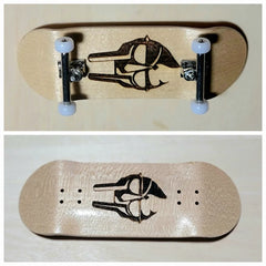 MF Doom Mask Fingerboard: Wood Engraved Fingerboard (skateboard)& Accessory (different colors) Suitcase bag ( two color) - Too Good Engravings
