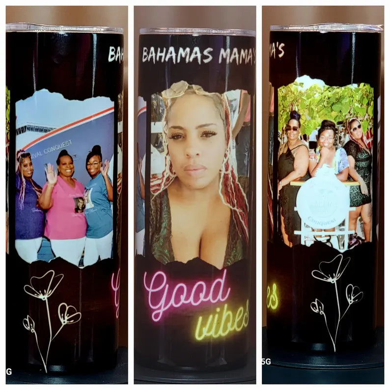 Your own Pictures collage Tumbler's 20oz and put your saying & front, has double wall Stainless Steel Skinny Tumbler with Lid and Straw - Too Good Engravings