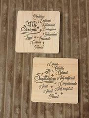 12 Zodiac Sign wooden Coaster - Too Good Engravings