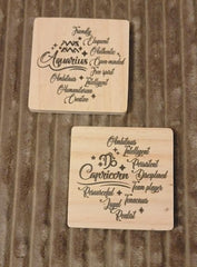12 Zodiac Sign wooden Coaster - Too Good Engravings