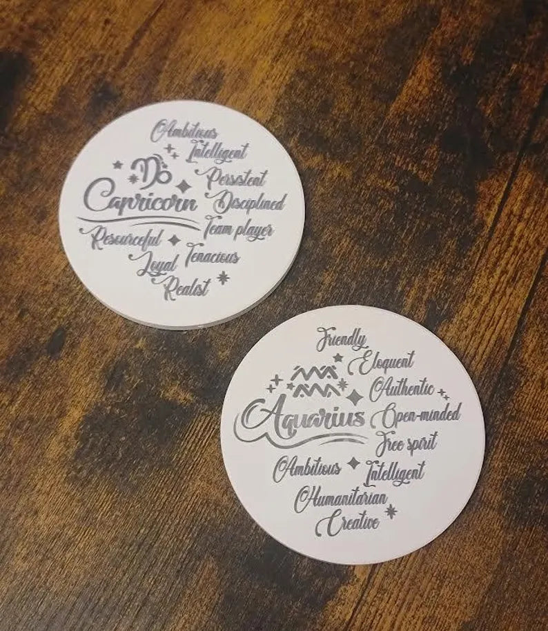 12 Zodiac Sign ceramic Coaster - Too Good Engravings