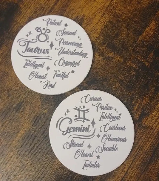 12 Zodiac Sign ceramic Coaster - Too Good Engravings