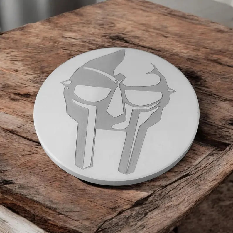 Mf Doom Mask Hip Hop Design with Ceramic Coaster - Too Good Engravings