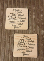 12 Zodiac Sign wooden Coaster - Too Good Engravings