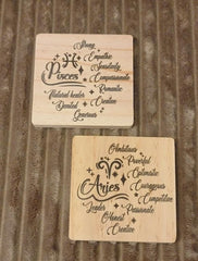 12 Zodiac Sign wooden Coaster - Too Good Engravings