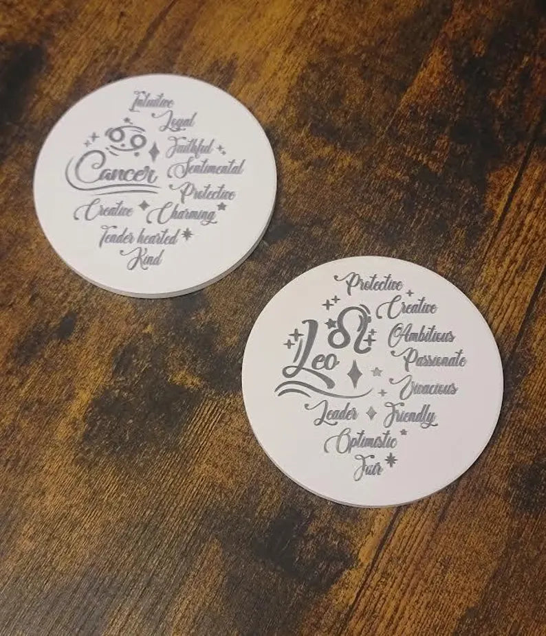 12 Zodiac Sign ceramic Coaster - Too Good Engravings