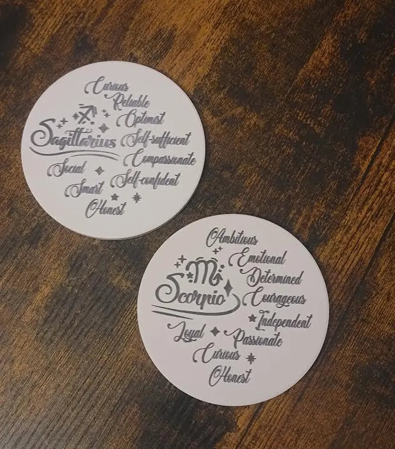 12 Zodiac Sign ceramic Coaster - Too Good Engravings