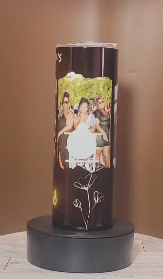 Your own Pictures collage Tumbler's 20oz and put your saying & front, has double wall Stainless Steel Skinny Tumbler with Lid and Straw